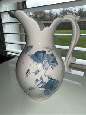 Vintage 1960’s Royal Haeger Ceramic Pitcher with Blue Flowers